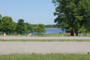 View of the lake from my picnic table writing desk