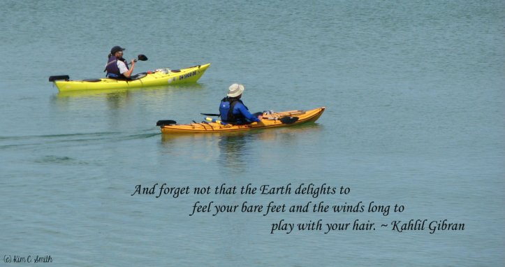Kayakers and quote from Kahlil Gibran w sig