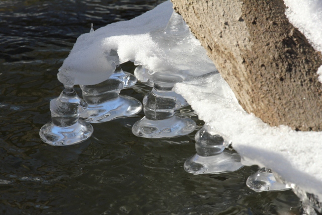 Ice formations on river