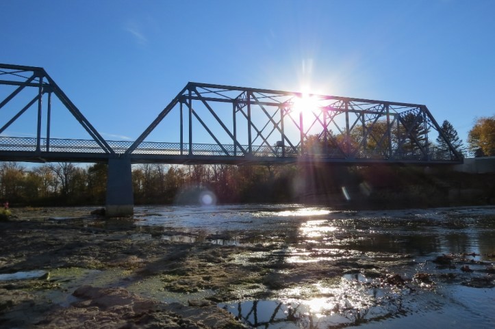 Tindall Bridge with sunburst