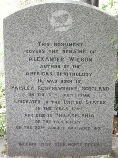 Alexander Wilson's tombstone in Philadelphia