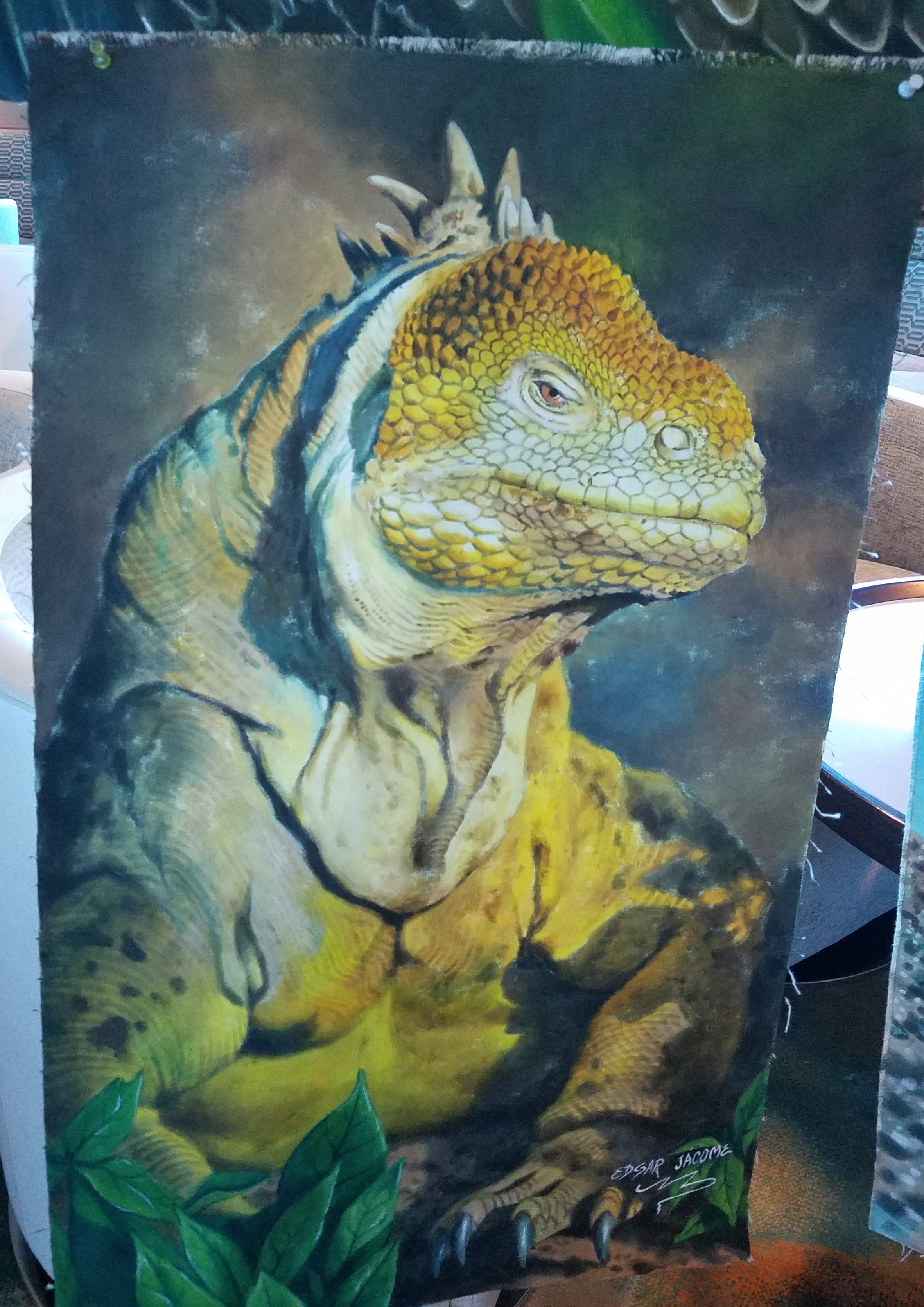 Land iguana painting